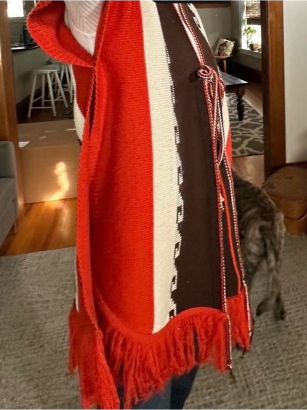 Vintage fringed poncho